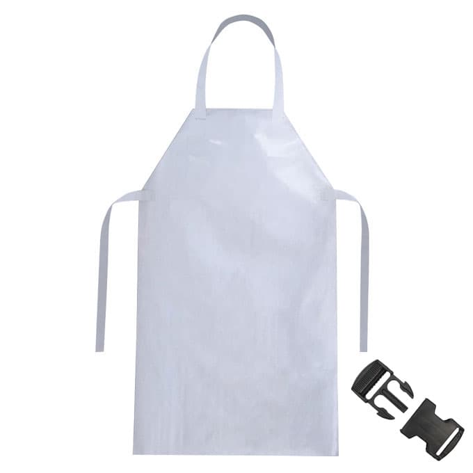 Avental de PVC com Tira e Engate, BRANCO/PRETO